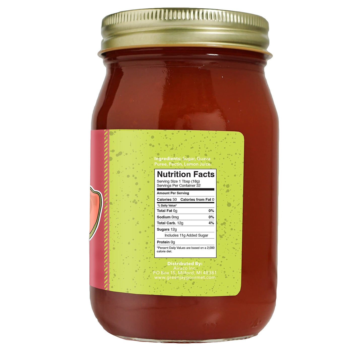 Green Jay Gourmet Guava Jam - All-Natural Fruit Jam With Guava Fruit & Lemon Juice - Vegan, Gluten-Free Jam - Contains No Preser