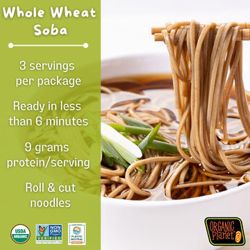Organic Soba Noodles, Made With Wheat & Buckwheat, Dried Asian Pasta, Quick Cooking, Non-Gmo, 8 Oz (1 Pack)