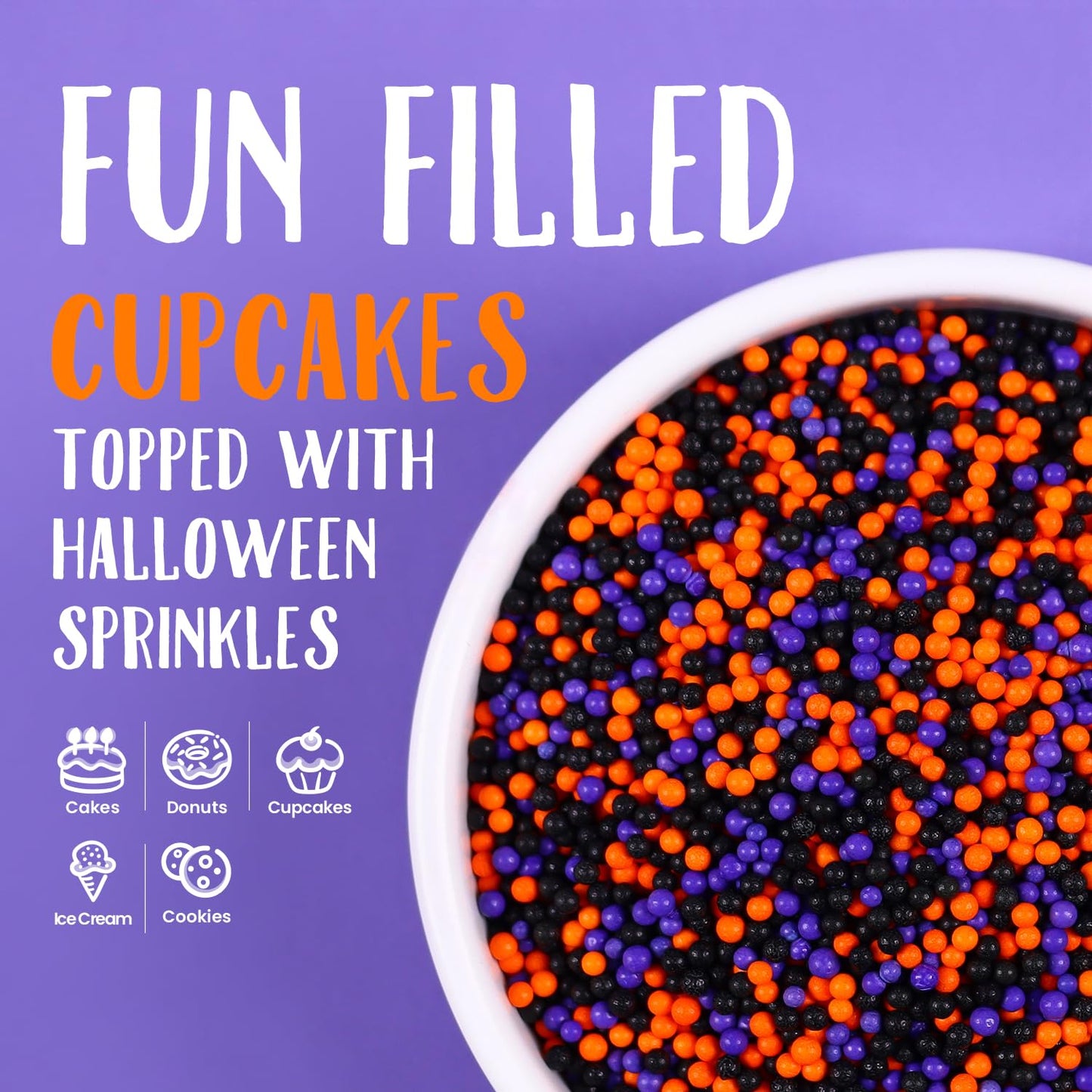 Halloween Nonpareils Sprinkles For Cake Decorations 7Ounce Black Purple Orange Edible Sprinkles Mix For Cupcake Toppers Cookie I
