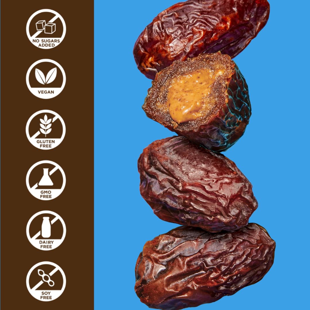 Realsy Filled Medjool Dates, Organic Dates With No Sugar Added, Gluten-Free, Vegan, All Natural Healthy Snack, Single Wrapped (4