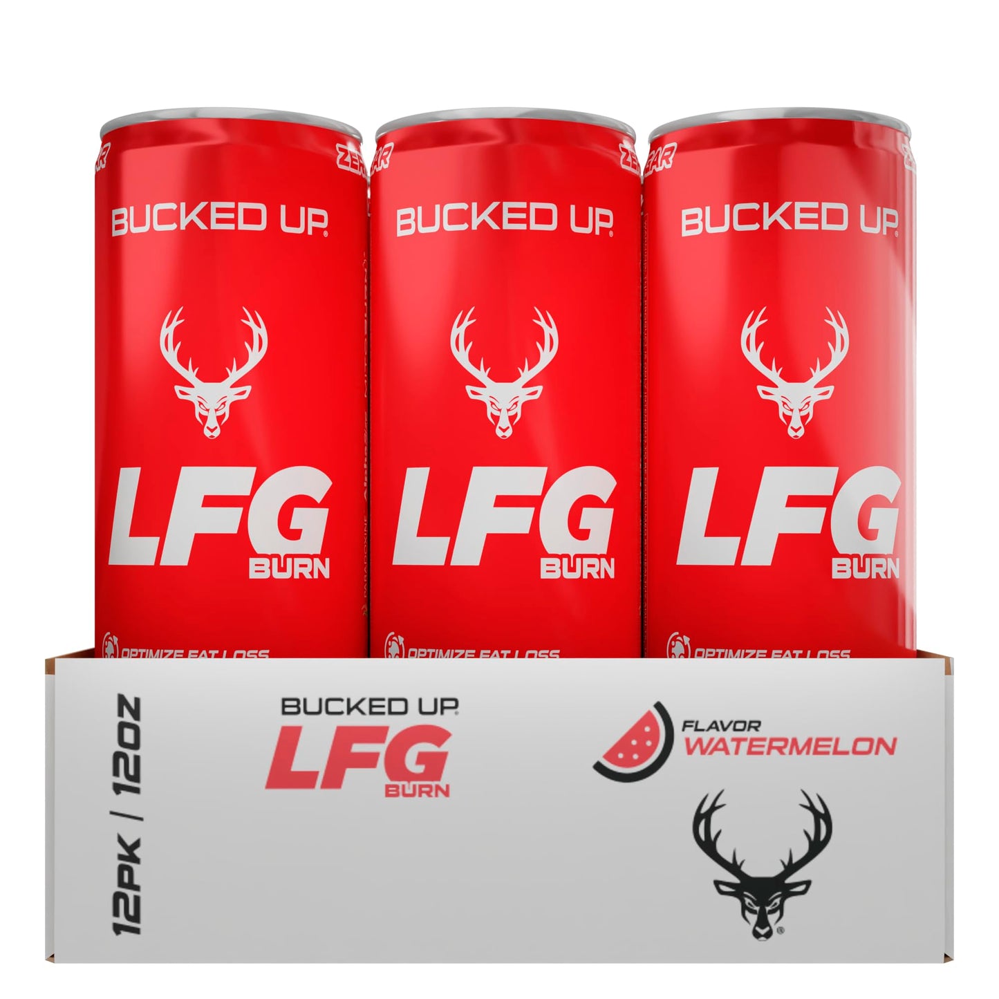 Bucked Up LFG BURN Energy Drink - Zero Sugar - 12 Pack - Watermelon Flavor