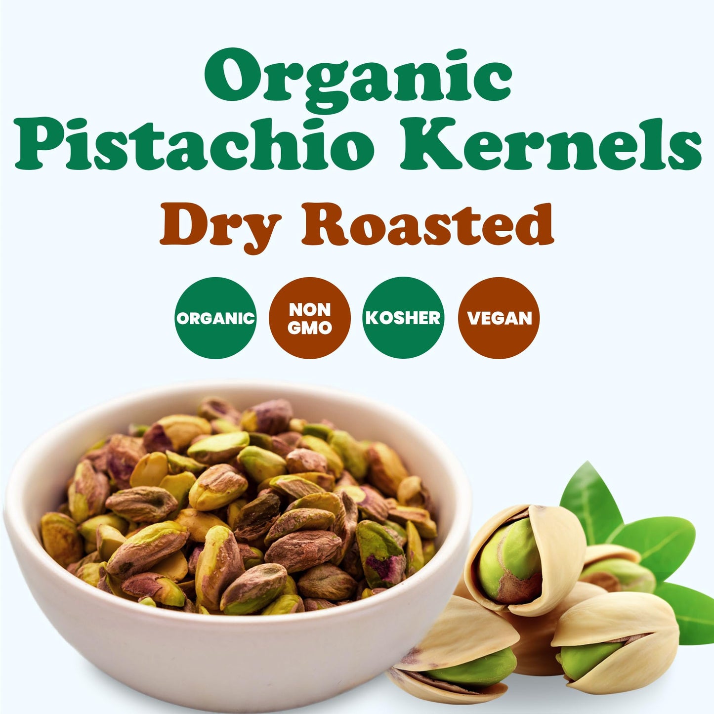 Food to Live Organic Dry Roasted Pistachio, 8 Ounces - Oven Roasted Whole Nuts, No Shell, Unsalted, No Oil Added. High in Protei