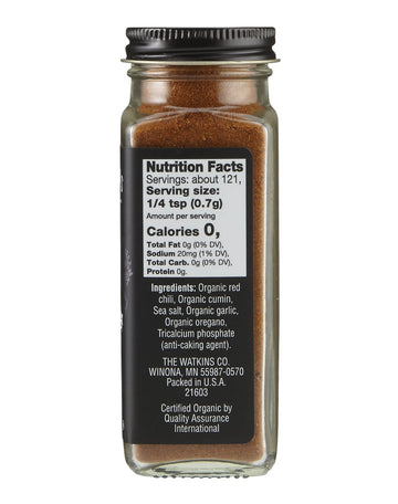 Watkins Gourmet Organic Chili Powder Spice Jar, 2.9 Ounce, Model B07K1N8DPG
