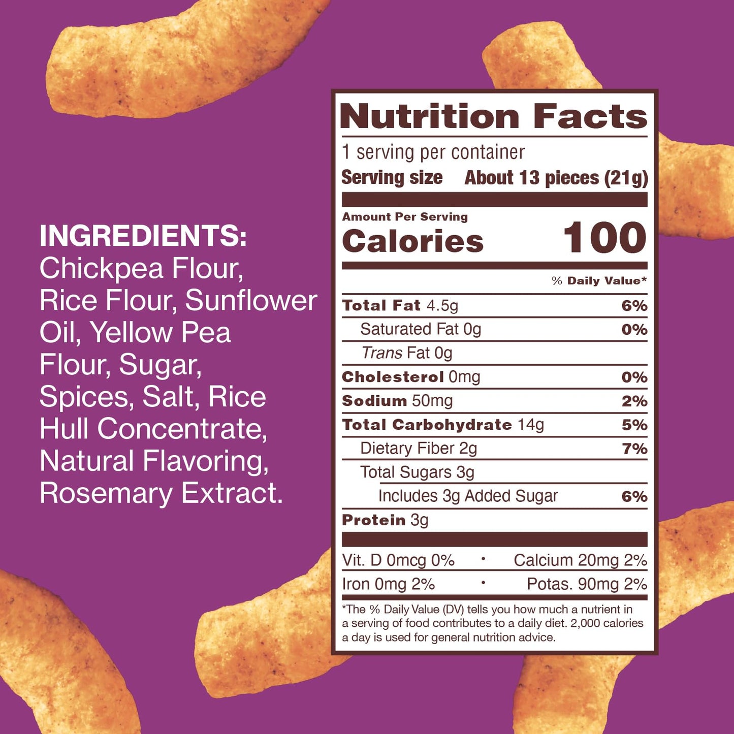Hippeas Chickpea Puffs, Churro, 0.75 Ounce (Pack of 18), 3g Protein, 2g Fiber, Vegan, Gluten-Free, Crunchy, Plant Protein Snacks