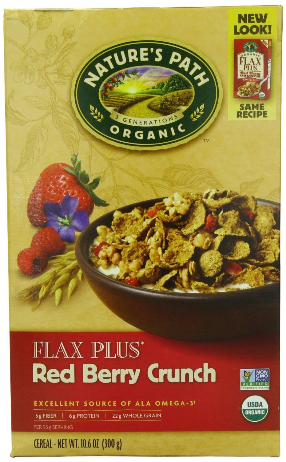 Natures Path Organic Cold Flax Plus Red Berry Crunch Cereal, 10.5 Ounce - 12 per case.12