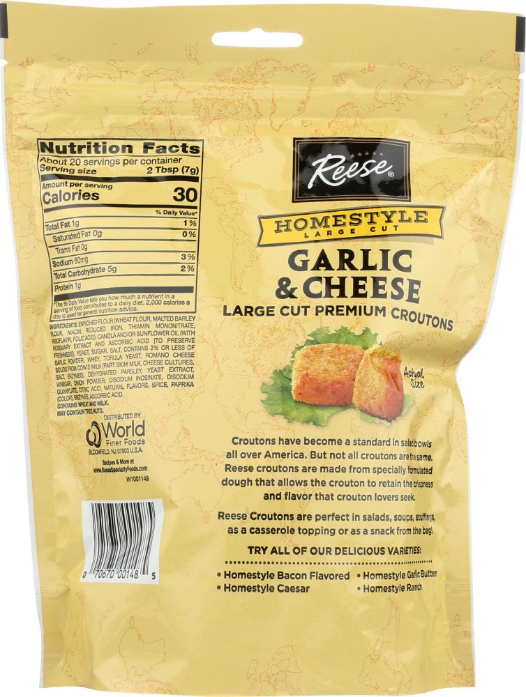Reese Homestyle Garlic And Cheese Croutons, 5-Ounces (Pack Of 12)