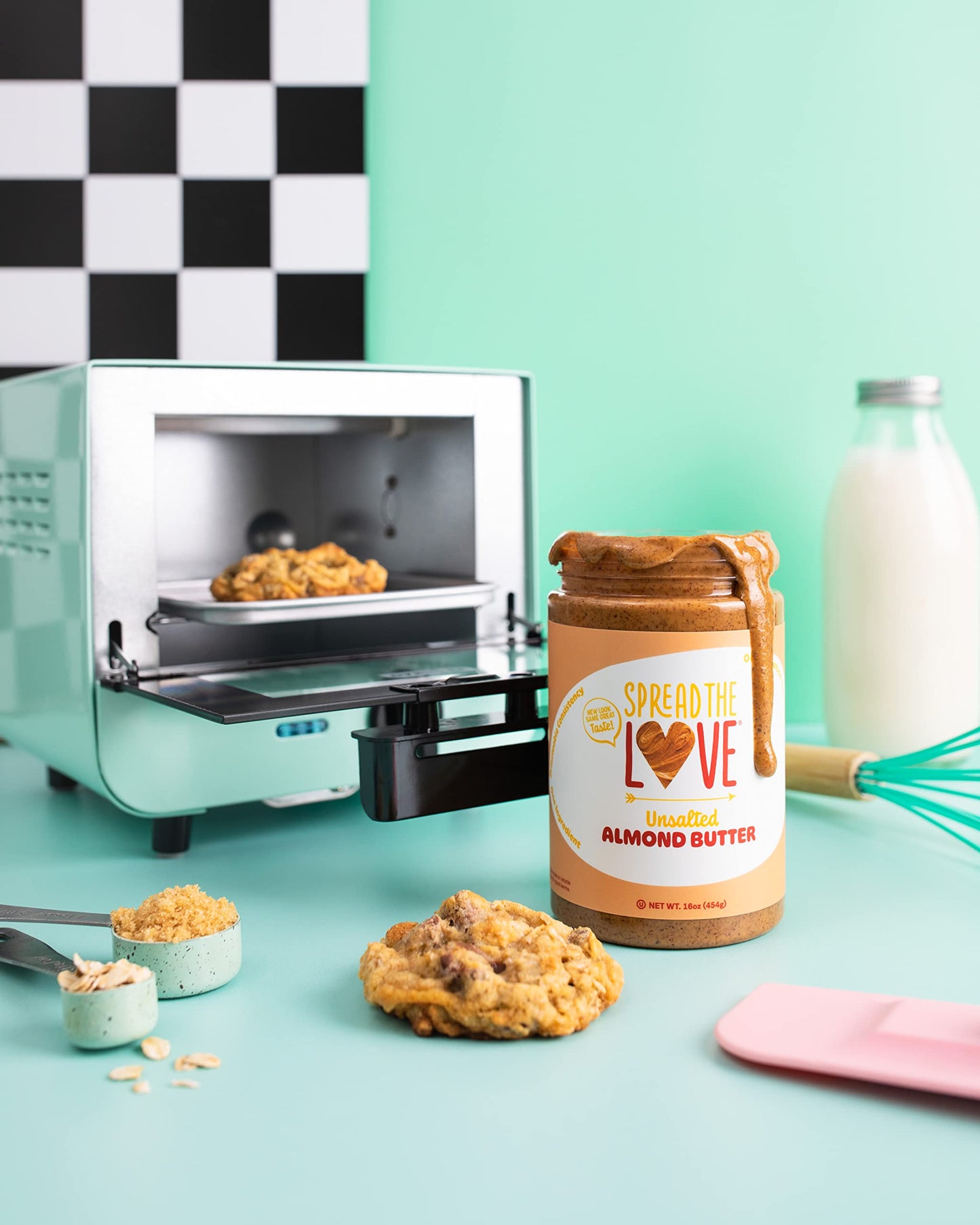 Spread The Love UNSALTED Almond Butter  16 Ounce (All Natural  Vegan  Gluten-free  Creamy  No added salt  No added sugar  No palm fruit oil  Not pasteurized with PPO)