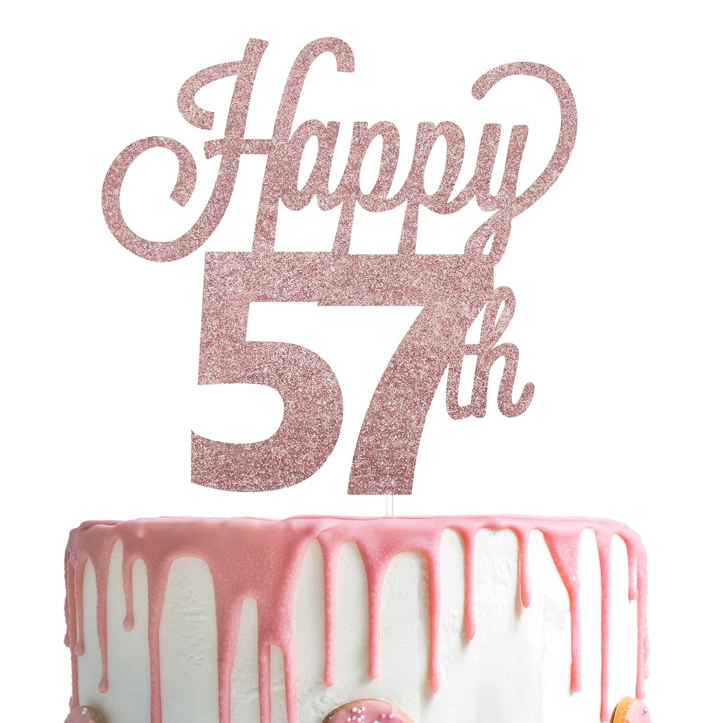 Lingteer Happy 57Th Birthday Cake Topper - Cheers To 57Th Birthday 57 Years Old Birthday Party Cake Decorations Sign.