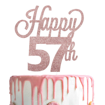 Lingteer Happy 57Th Birthday Cake Topper - Cheers To 57Th Birthday 57 Years Old Birthday Party Cake Decorations Sign.