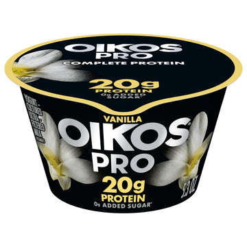 Oikos Pro Vanilla Yogurt-Cultured Ultra-Filtered Milk Product, 20 Grams of Protein, 0g Added Sugar, Just Delicious High Protein 