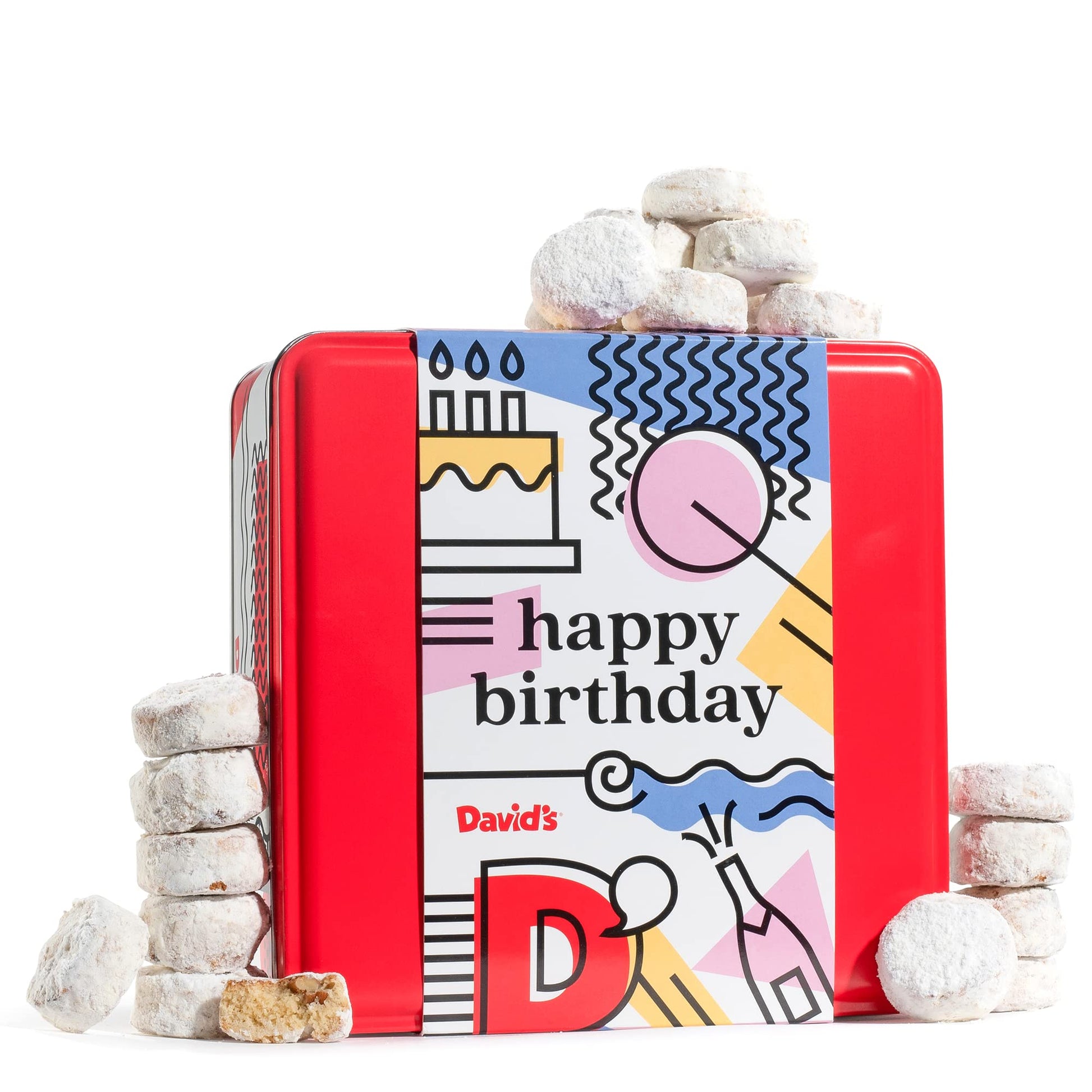 Davids Cookies Happy Birthday Gift for Everyone - Butter Pecan Meltaways Cookies with Crunchy Pecans and Powdered Sugar - Premiu