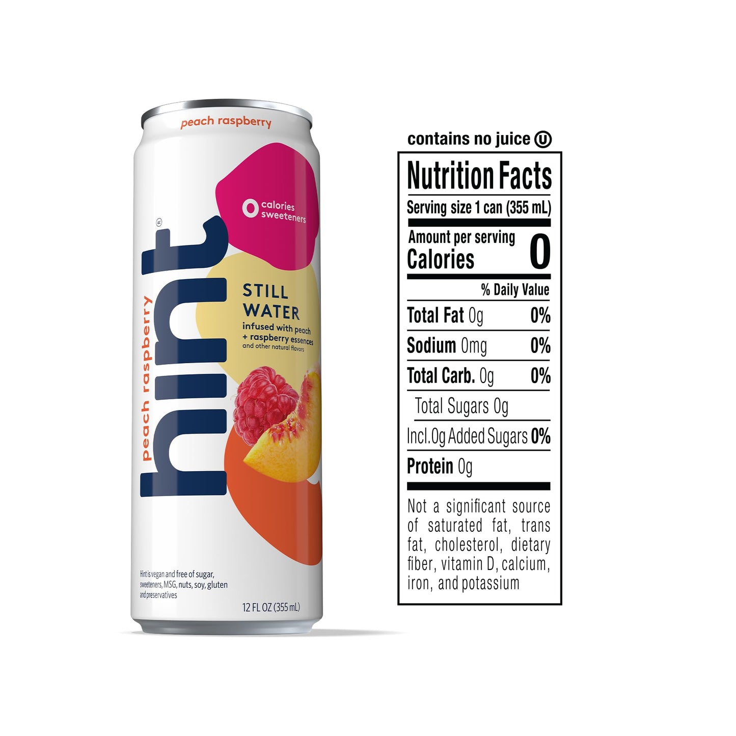 Hint Canned Water, Peach Raspberry - Purified Flavored Water With Zero Calories, Natural Flavors, And Sugar Free - 12 Fl Oz Cans