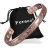 Feraco Magentic Copper Bracelet For Women,Vintage Flower Copper Cuff Bracelet,99.99% Pure Copper With Magnets,Adjustable Magneti