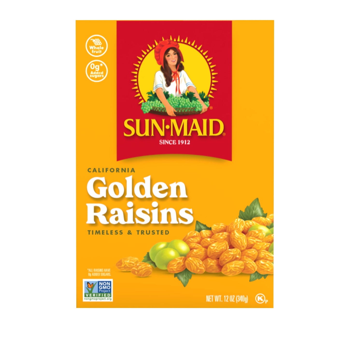 Sun-Maid California Golden Raisins - (12 Pack) 12 oz Sharing-Size Box - Dried Fruit Snack for Lunches, Snacks, and Natural Sweet
