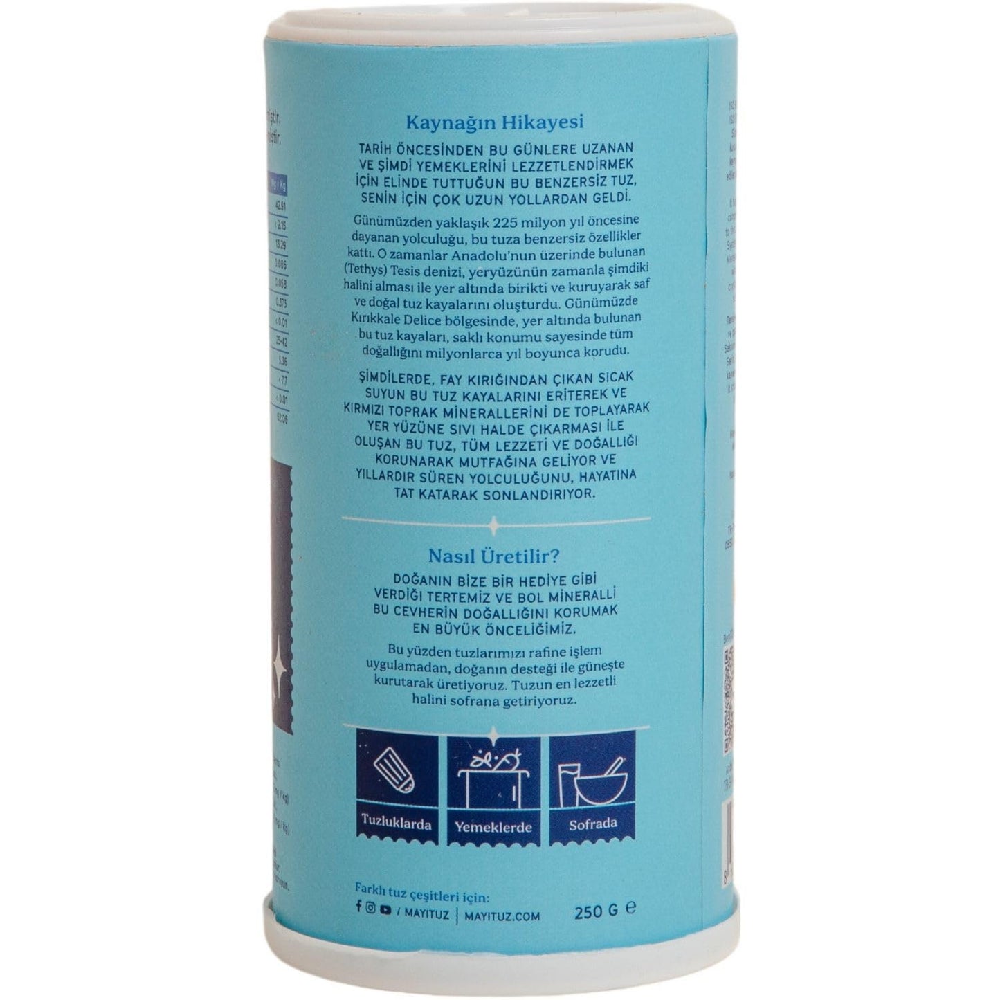 MAYI Ancient Natural Spring Fine Ground Salt Shaker 8.8 oz - Hand-Harvested, Kosher, Microplastic-Free, Mineral-Rich, Chemical-F