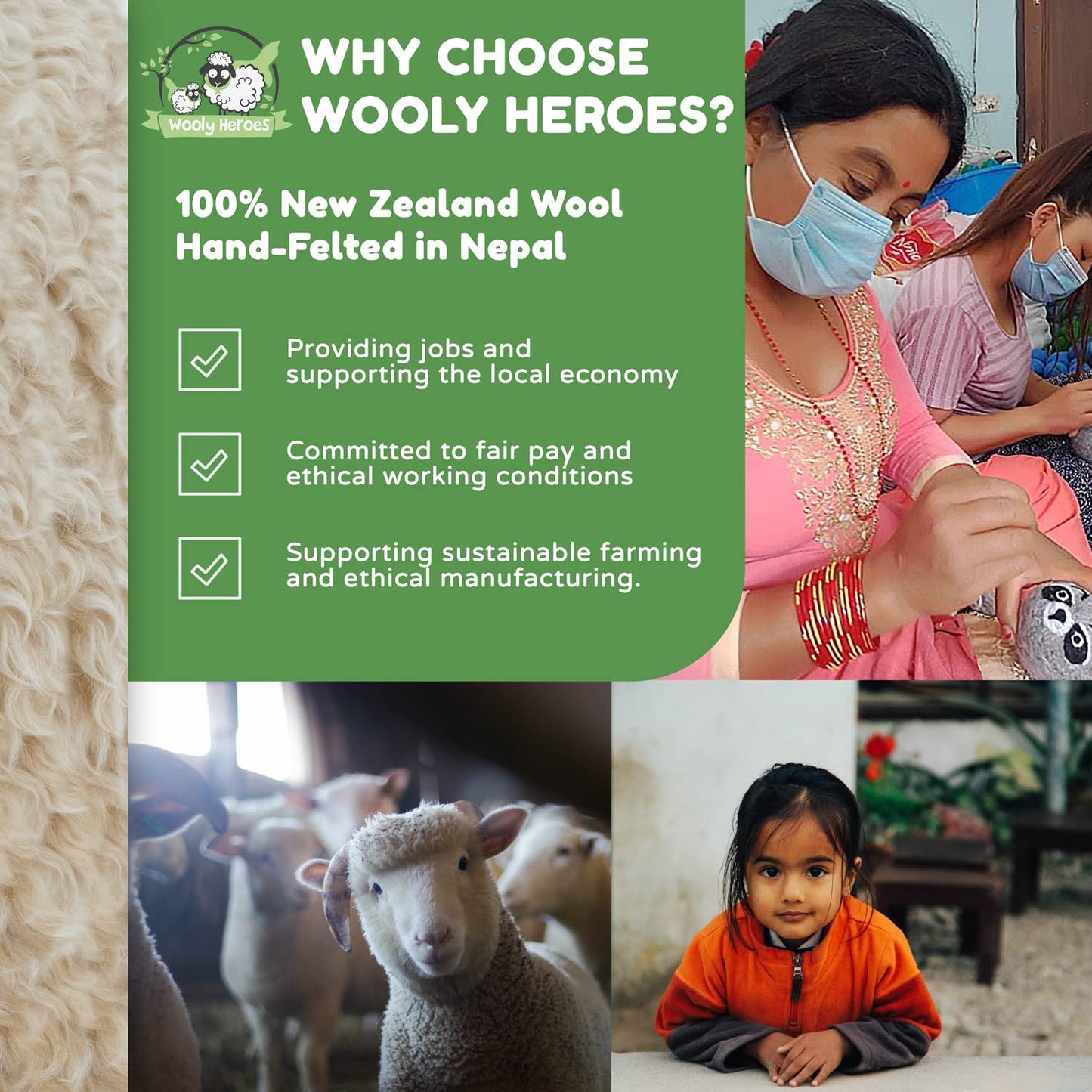 Wooly Heroes Dryer Balls - 100% Organic Wool - Sustainable & Eco-Friendly - Dry 1,000 Loads