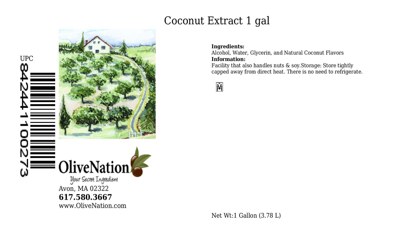 OliveNation Coconut Extract, Gluten Free, Sugar Free, 128 oz (1 gal)