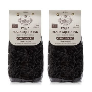 Morelli Squid Ink Pasta Fusilli (Rotini) - Organic Italian Pasta - Black Pasta Noodles - Durum Wheat Semolina - Nero Di Seppia M
