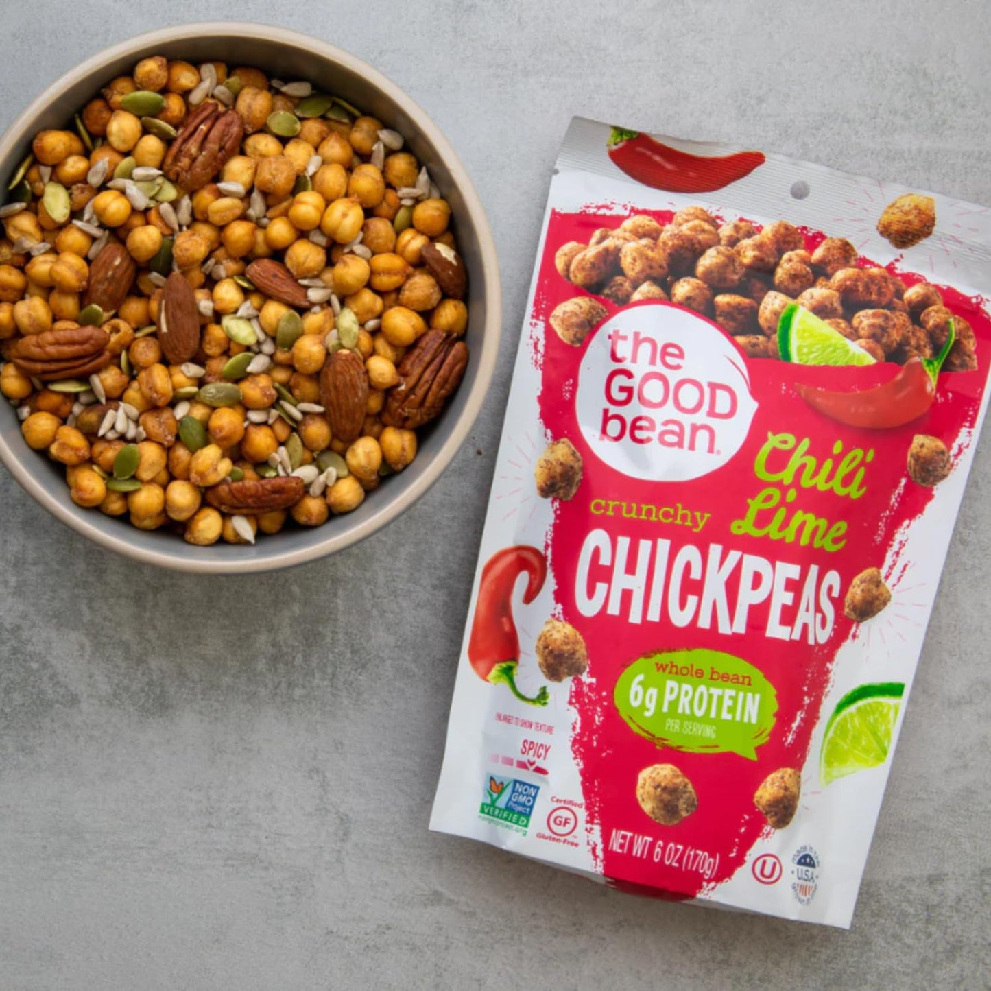The Good Bean Crunchy Chickpeas Snacks, Chili Lime, 6 Ounce (Pack Of 6)