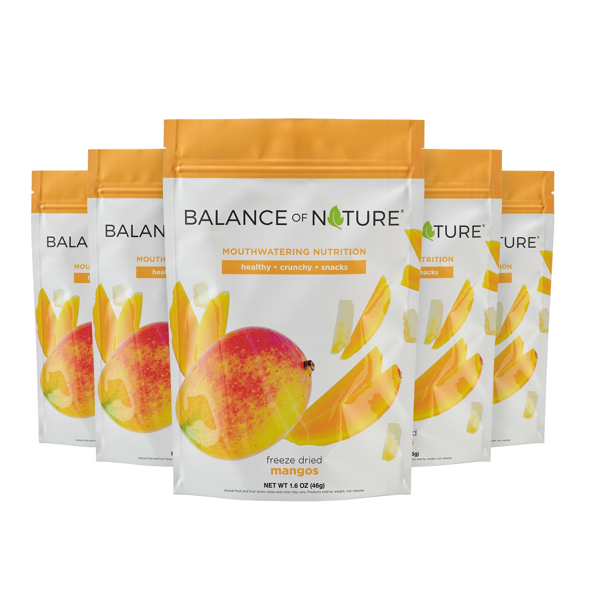 Balance of Nature Freeze-Dried Mangos (5 Pack) - 100% Real Fruit, Crunchy Mango Slices, Healthy Snack, Mouthwatering Nutrition, 