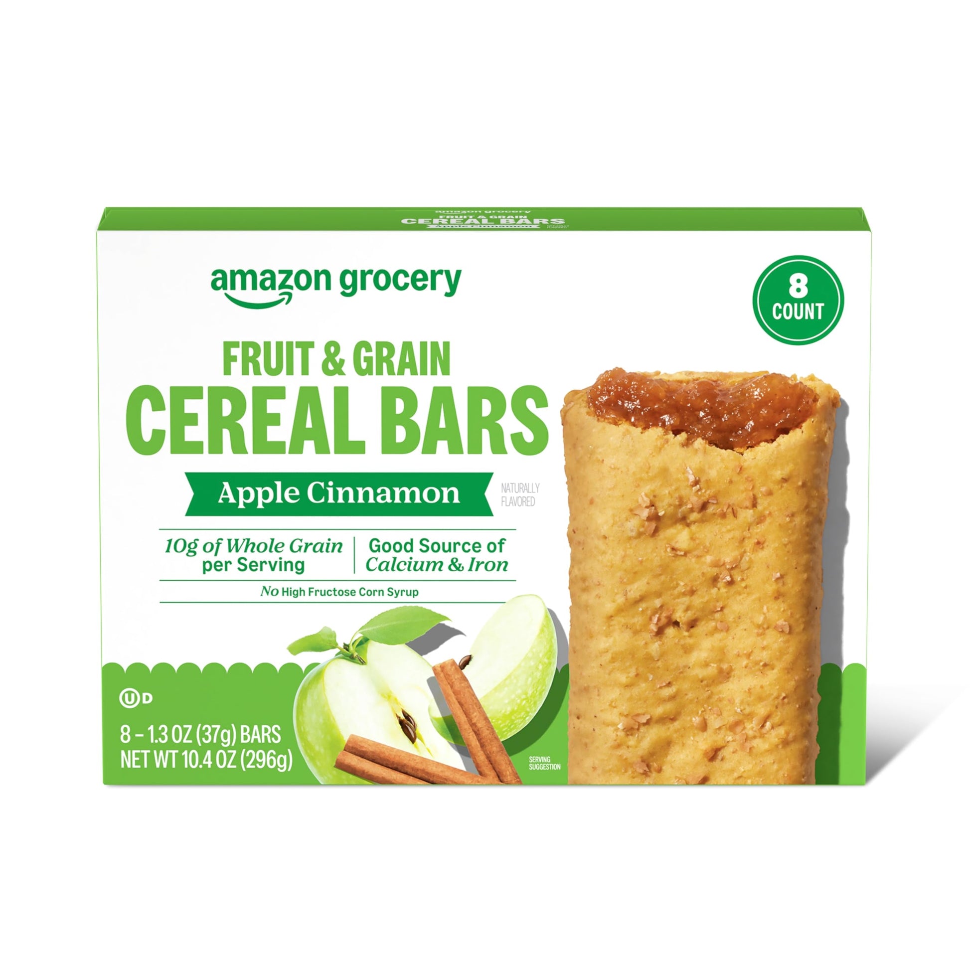 Amazon Grocery Apple Cinnamon Cereal Bars, 8 Count, 1.3 Oz, Red