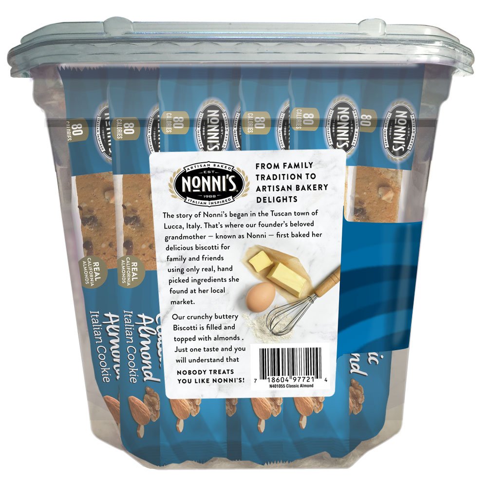 Nonnis Biscotti Value Pack, Originali Classic Almond, 25 Count, 1.1 lb, Medium Size