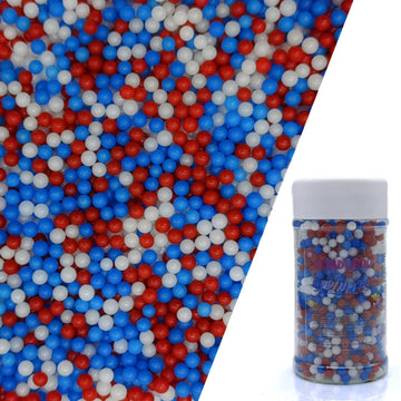 Edible Red & Blue & White Pearl Sugar Sprinkles Candy 4mm Mini Pearls Cake Decorations Cupcake Toppers Cookie Decorating Perfect