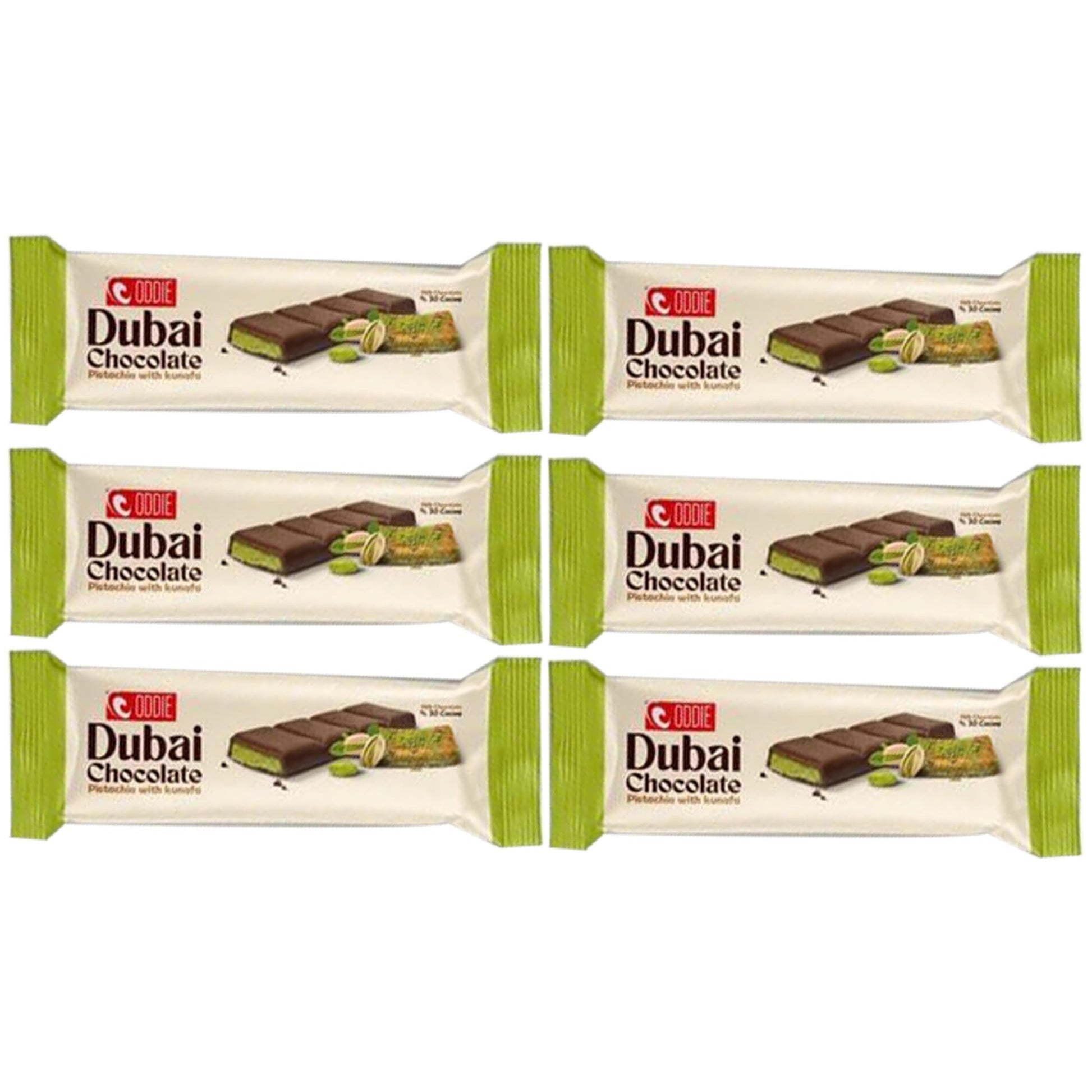 Mini Dubai Chocolate (Pack of 6) Kunafa Pistachio Bar- 27gr Total 0.35 pounds.-, Perfect for Gifting, Fresh Daily Production 6 P