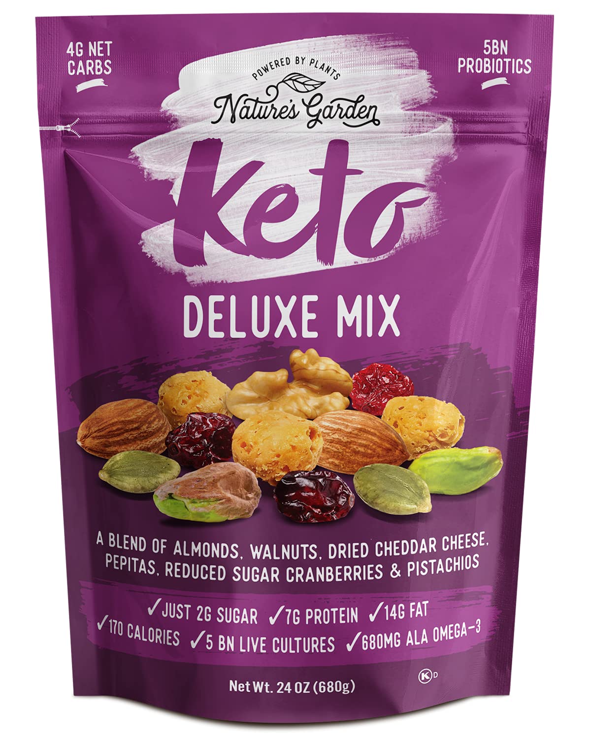 Natures Garden Keto Deluxe Mix - Probiotic Cheese Balls, Crunchy Keto Snack, Unsalted Mixed Nuts, Deluxe Mixed Nuts, Keto Snack