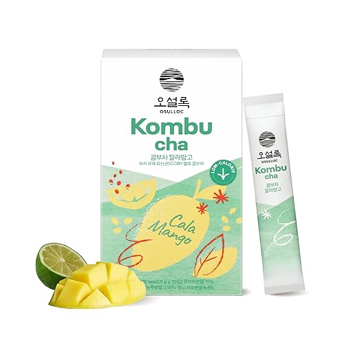 Osulloc Kombucha Tea Calamango (Calamansi & Mango Blending), Sparkling Powdered Mix Beverage, No Added Sugar, 10 Sticks, 1.76Oz