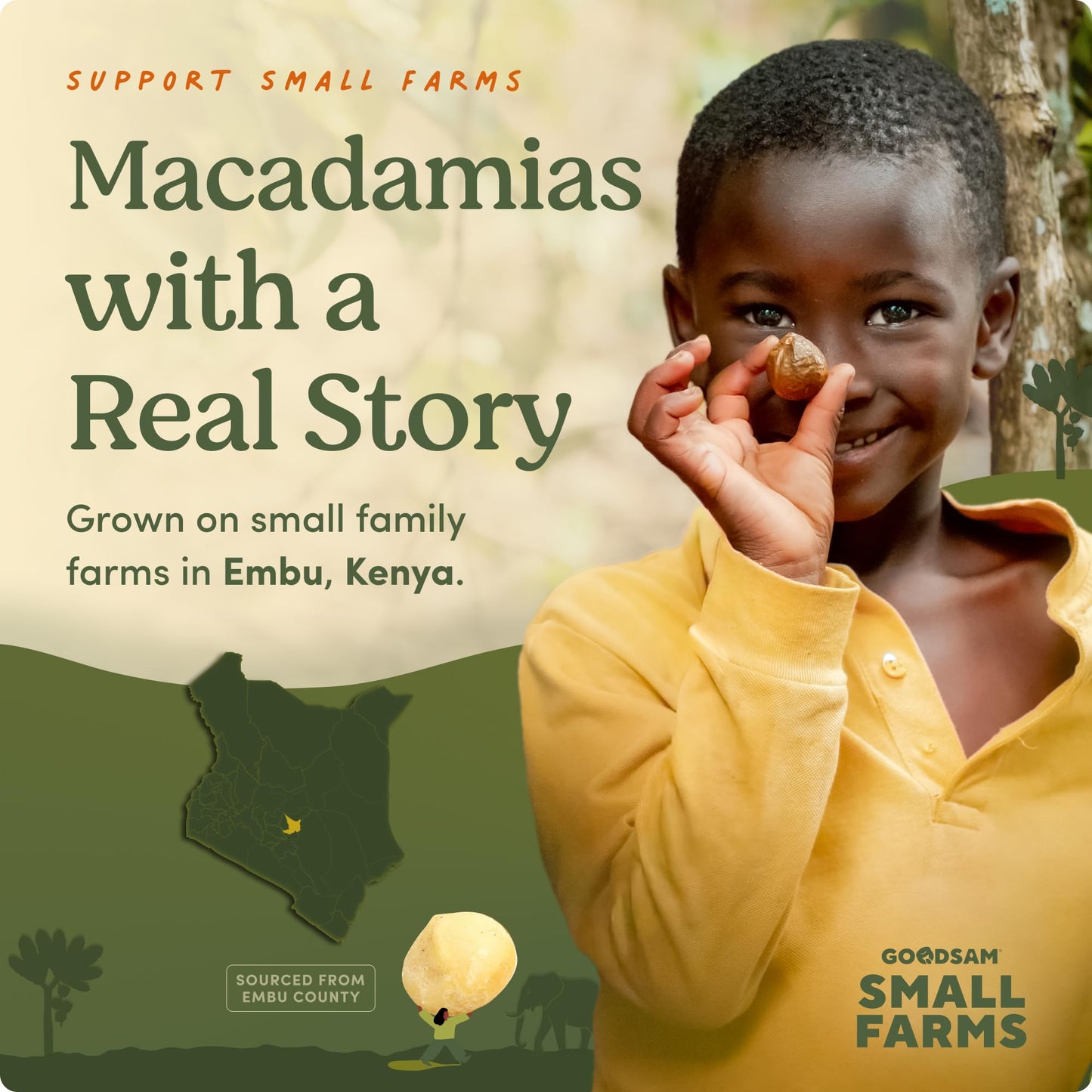 goodSAM Organic Raw Macadamia Nuts - Unsalted, Whole Nuts - Buttery Creamy Flavor - Sustainably Grown on Regenerative Family Far