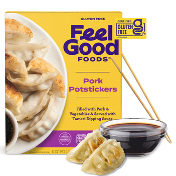 Feel Good Foods Potstickers Pork - Frozen Gluten Free Potstickers, Umami Tamari Dipping Sauce, Appetizers & Snacks, 10oz