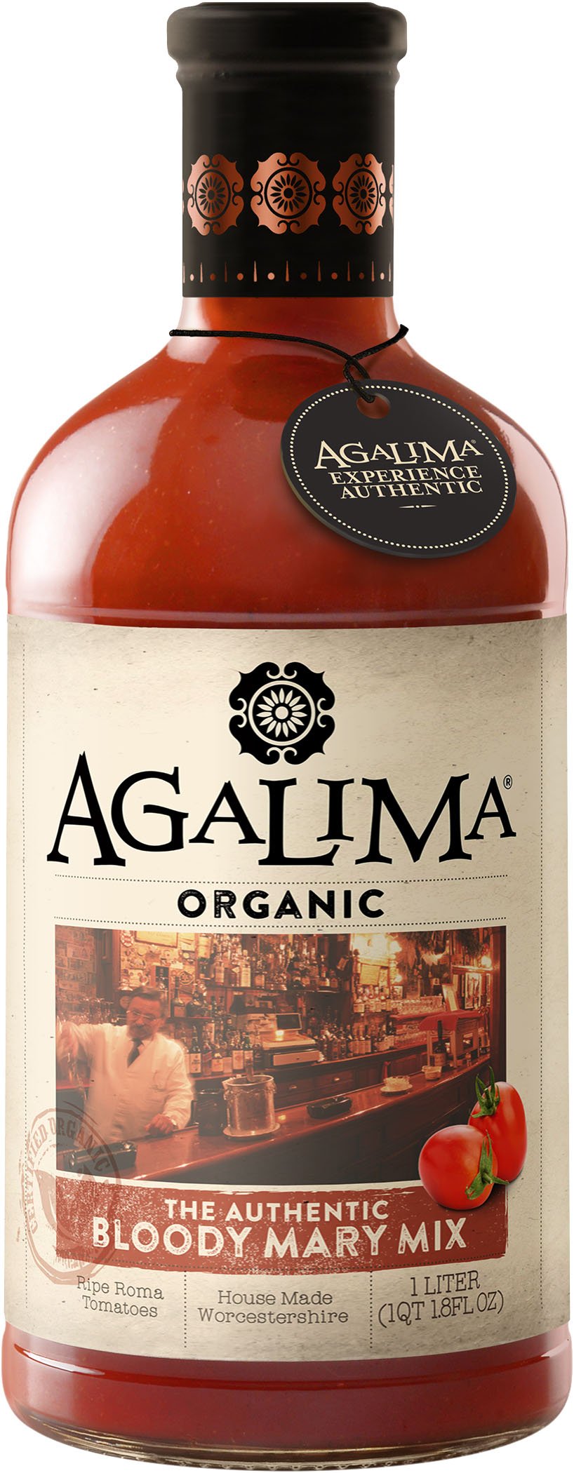 AGALIMA Organic Authentic Bloody Mary Drink Mix, All Natural, 33.8 Fl Oz, Individually Boxed
