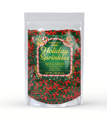 Unpretentious Holiday Sprinkles (2 lb), Gluten Free, Red & Green Christmas Sprinkles, Jimmies