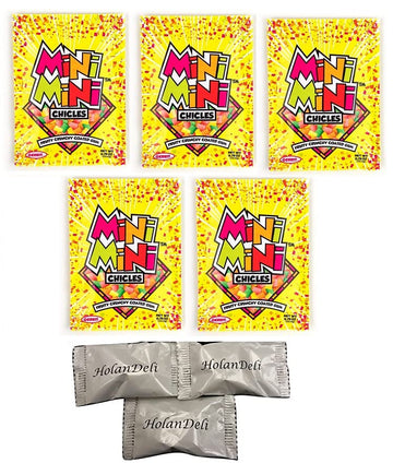 Fruit Mini Chicle Chewing Gum Tiny Size Includes Holandeli Mints (Pack Of 5 )