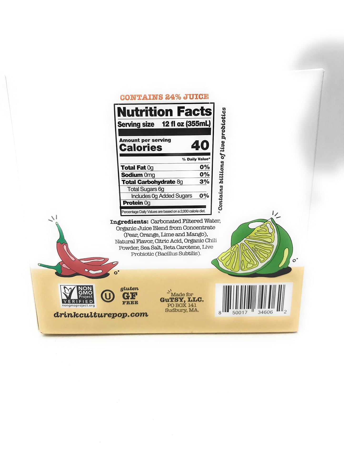 Culture Pop Soda Orange Mango & Lime Sparkling Soda 4Pk, 12 Fz