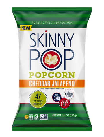 Skinnypop Cheddar Jalapeno, 4.4Oz Grocery Size Bags, Skinny Pop, Healthy Popcorn Snacks, Gluten Free