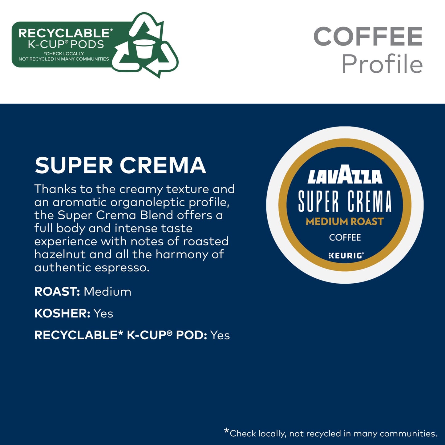 Lavazza Super Crema, Single Serve Keurig K-Cup Pods, Medium Espresso Roast Coffee, 96-Count Box