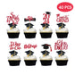 Graduation Cupcake Toppers 2024 Red, Glitter Class Of 2024 Cupcake Toppers Supplies, Class Of 2024 Congrats Grad Cap Diploma Cup