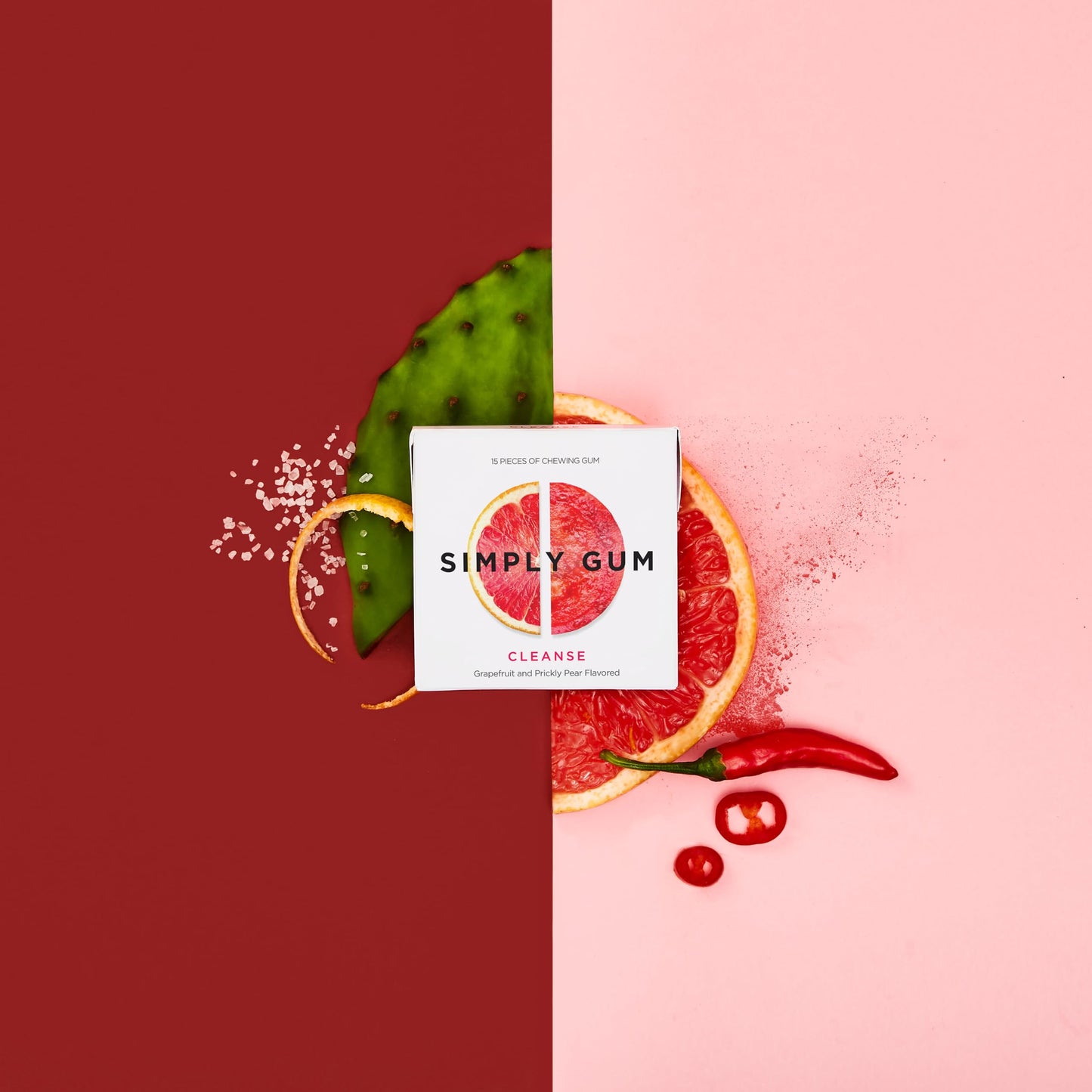 Simply Gum | Grapefruit (Cleanse) | Pack Of Twelve (180 Pieces Total) | Synthetic Free + Aspartame Free + Non Gmo