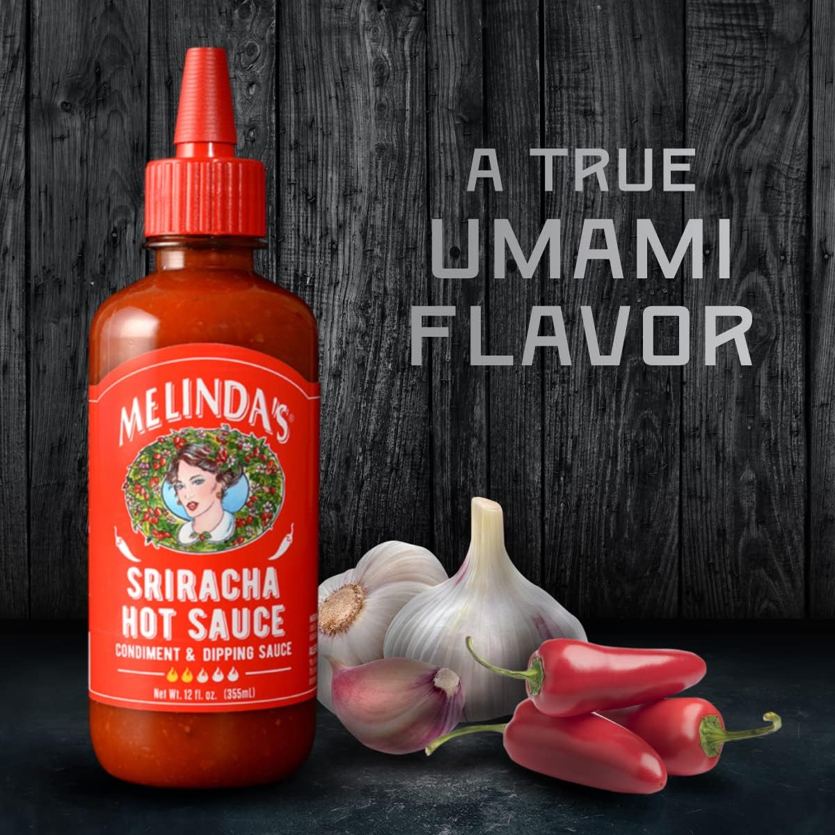 Melindas Sriracha Hot Sauce - Classic, Gourmet Sriracha Sauce Made With Fermented Red Jalapeos & Garlic - Keto, Kosher, Vegan, N