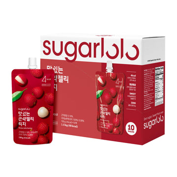 Sugarlolo Konjac Sweet Lychee Jelly Snack - 5.29 Oz (150G) | 10 Pack | Only 4 Calories Per Pouch | Vegan Jello With Zero Sugar |
