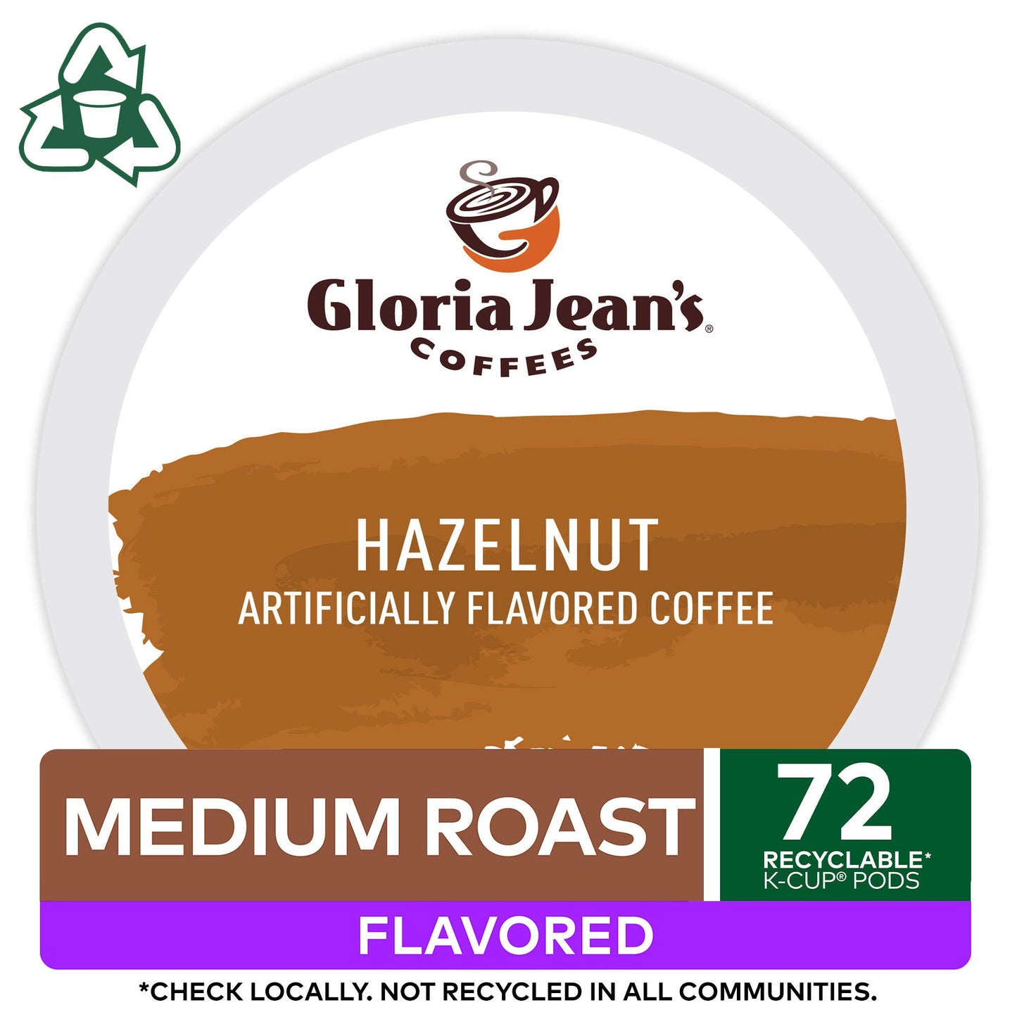 Gloria Jeans Coffees Hazelnut Flavored Medium Roast K-Cup Pods, 72 Count