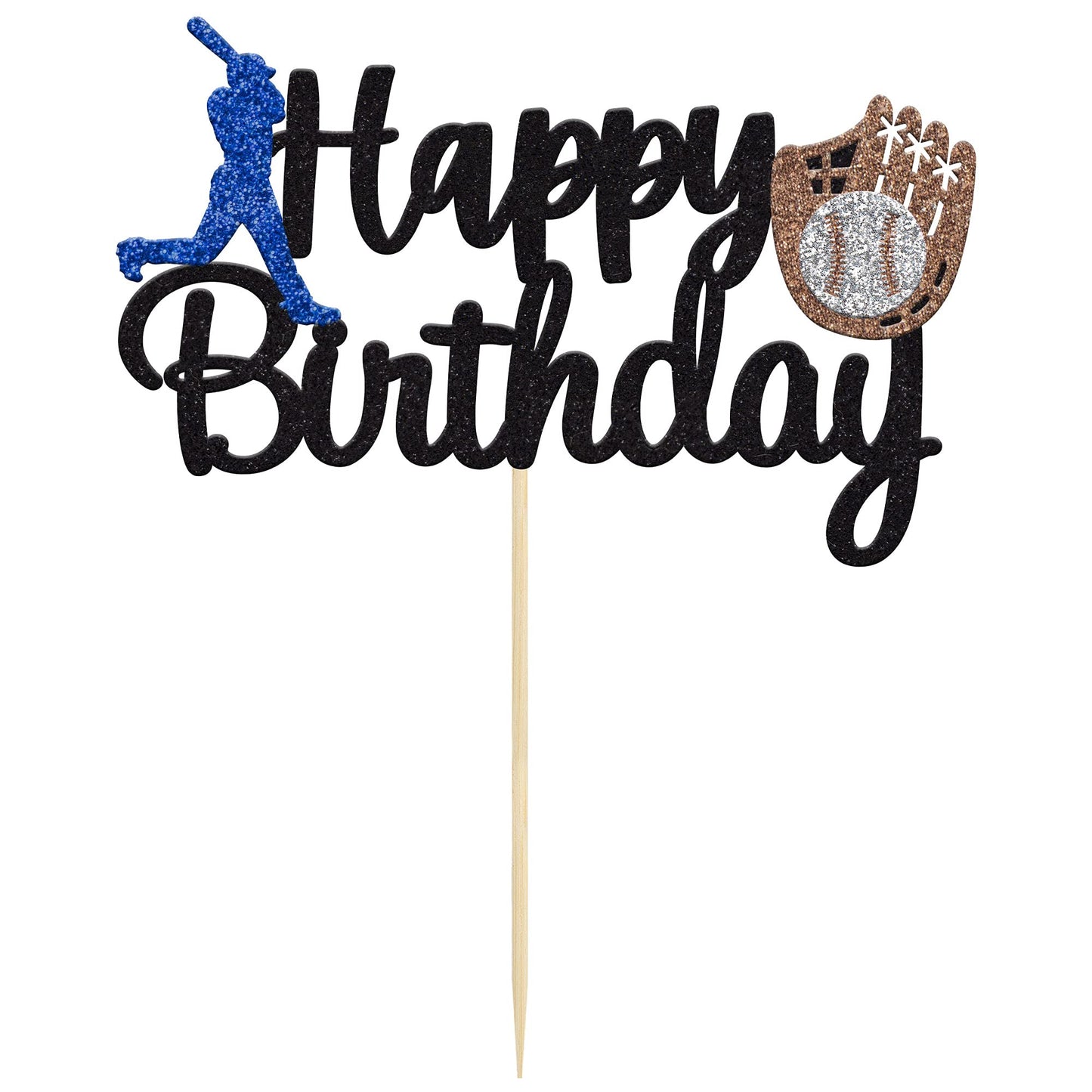 Gyufise 1Pc Baseball Theme Cake Topper Happy Birthday Baseball Player Cake Decoration For Baseball Sports Party Theme Party Deco