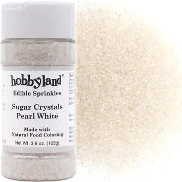Hobbyland Natural Colored Decorating Sugar Crystals (Pearl White) Made With Natural Food Coloring, Handcrafted Color, Large Size