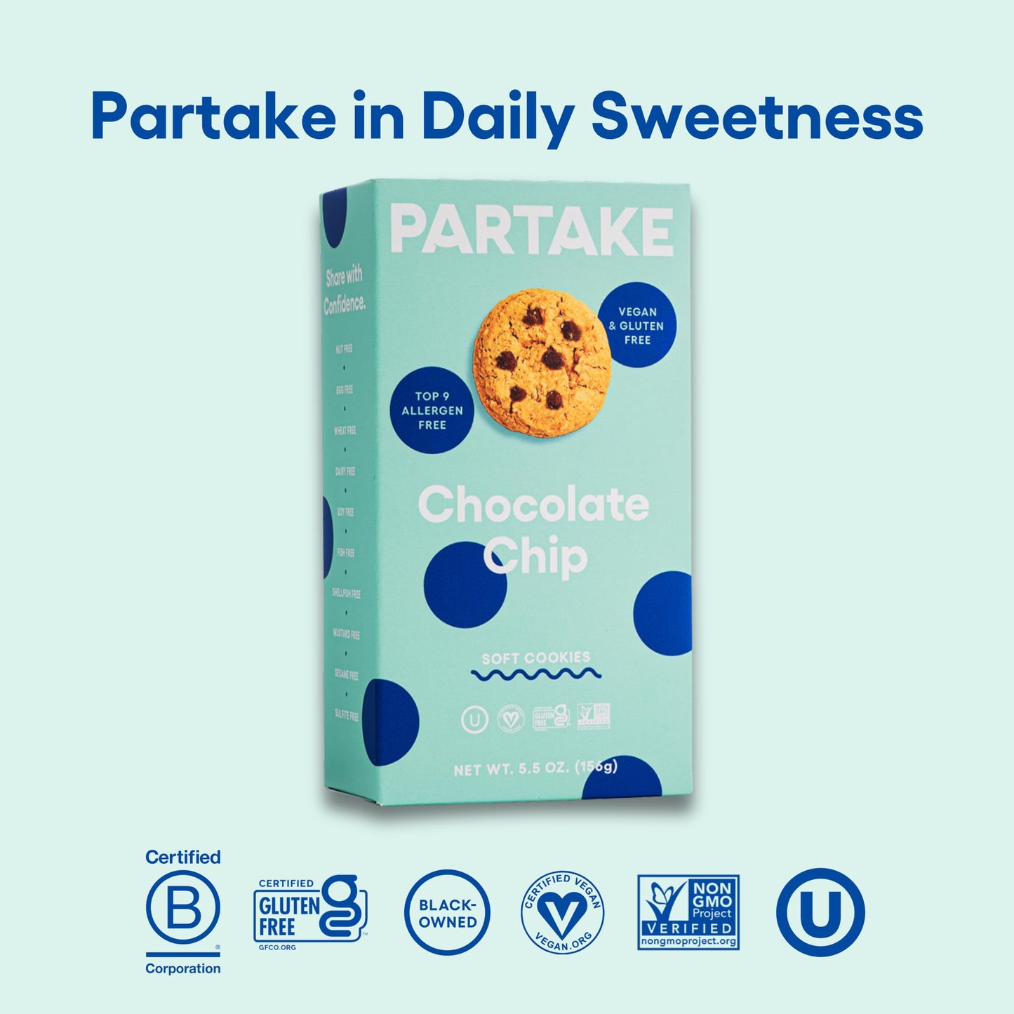 Partake Foods gluten Free Soft Baked chocolate chip cookies 5.5 OZ8014