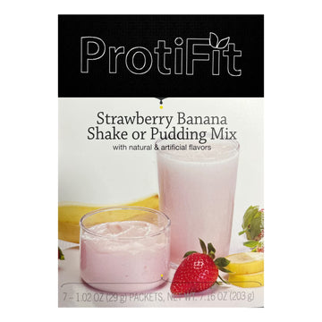 ProtiFit High Protein Pudding/Shake Mix, 15g Protein, Low Calorie, Strawberry Banana, 7 Ounce Pack