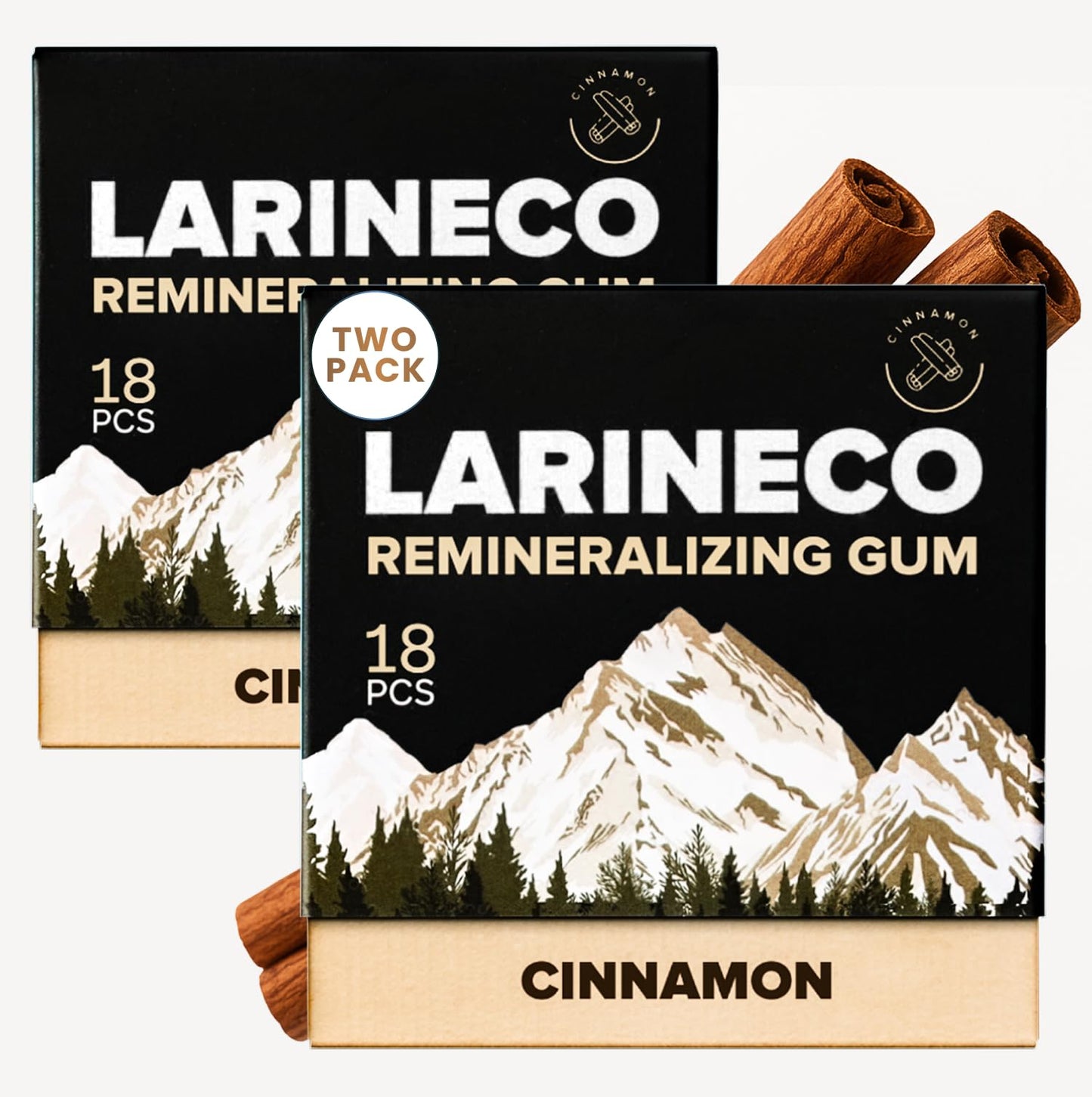 Larineco Remineralizing Gum with Nano Hydroxyapatite & Xylitol - Sugar-Free Cinnamon Xylitol Gum - Plastic-Free, Dye-Free, Aspar