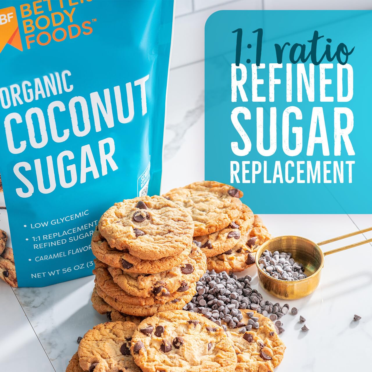 BetterBody Foods Organic Coconut Palm Sugar, Gluten-Free, Non-GMO, Low Glycemic Sugar Substitute, 3.5 lbs, 56 ounces