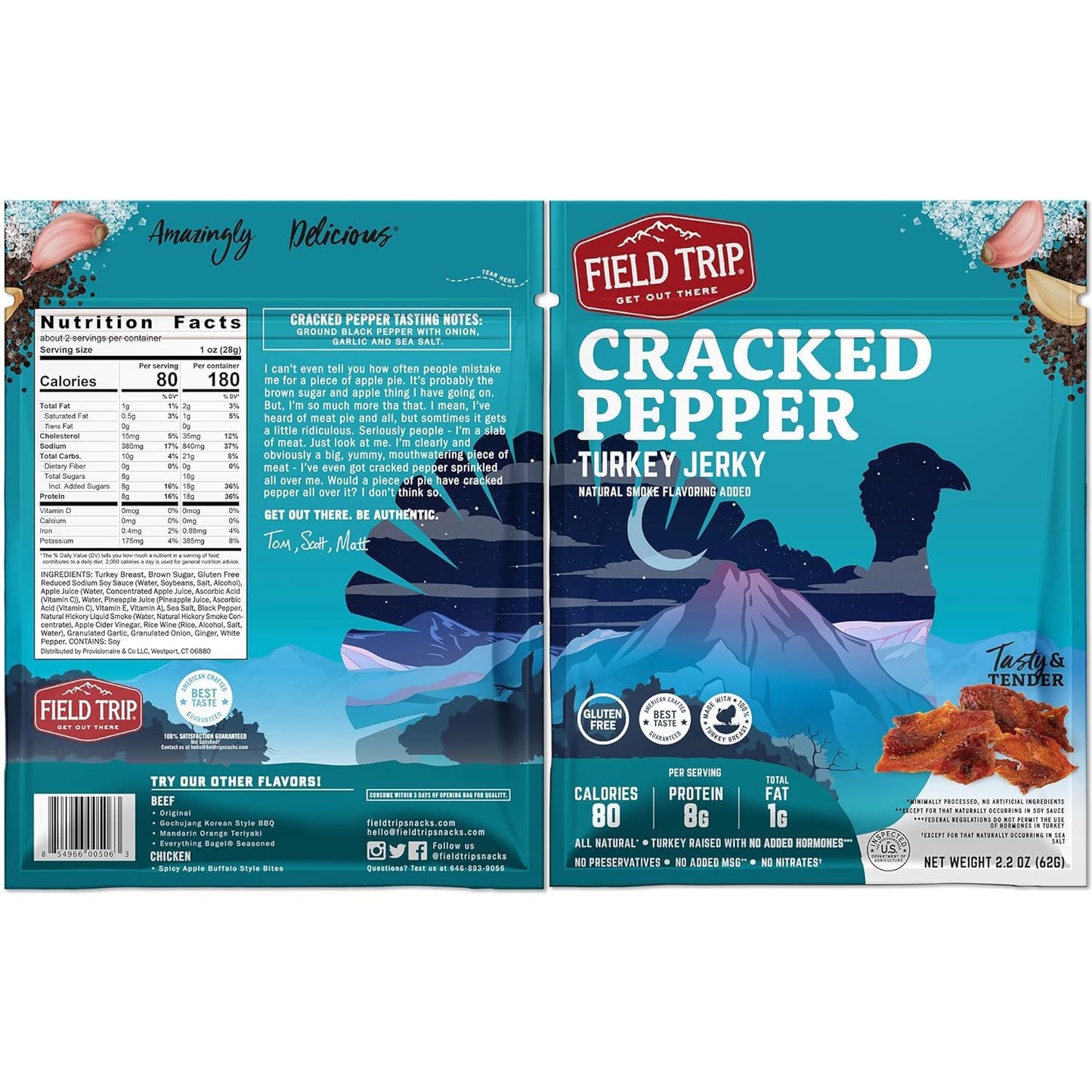 Fieldt Turkey Jerky,Crkd Pepper #7 2.2 Oz (Pack Of 9)